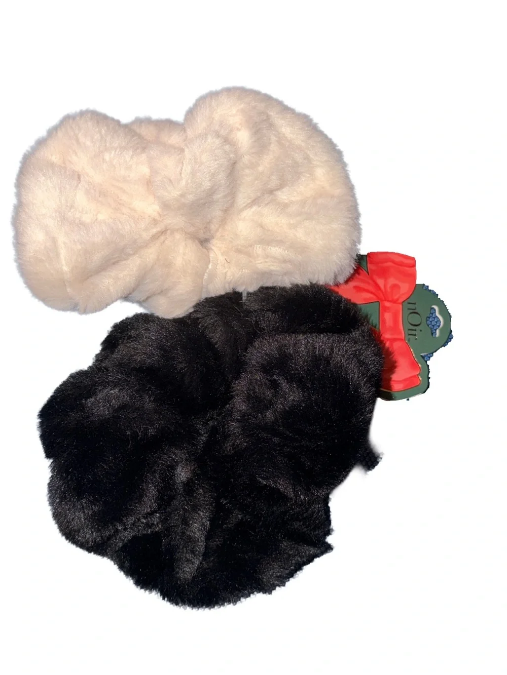 nOir Jewelry Faux Fur Jumbo Scrunchie Set - Black & Cream